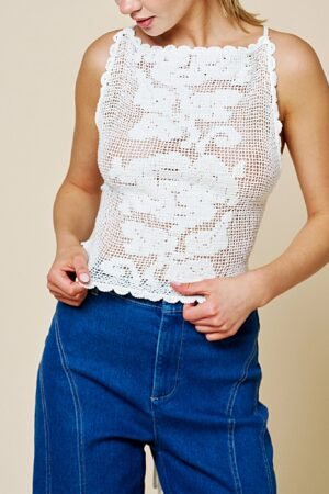 Elora Crochet Lace Backless Bib Top