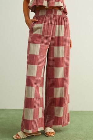 Morgan Red Checkered Cotton Pants
