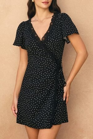 Samara Wrapped Polka Dot Mini Dress